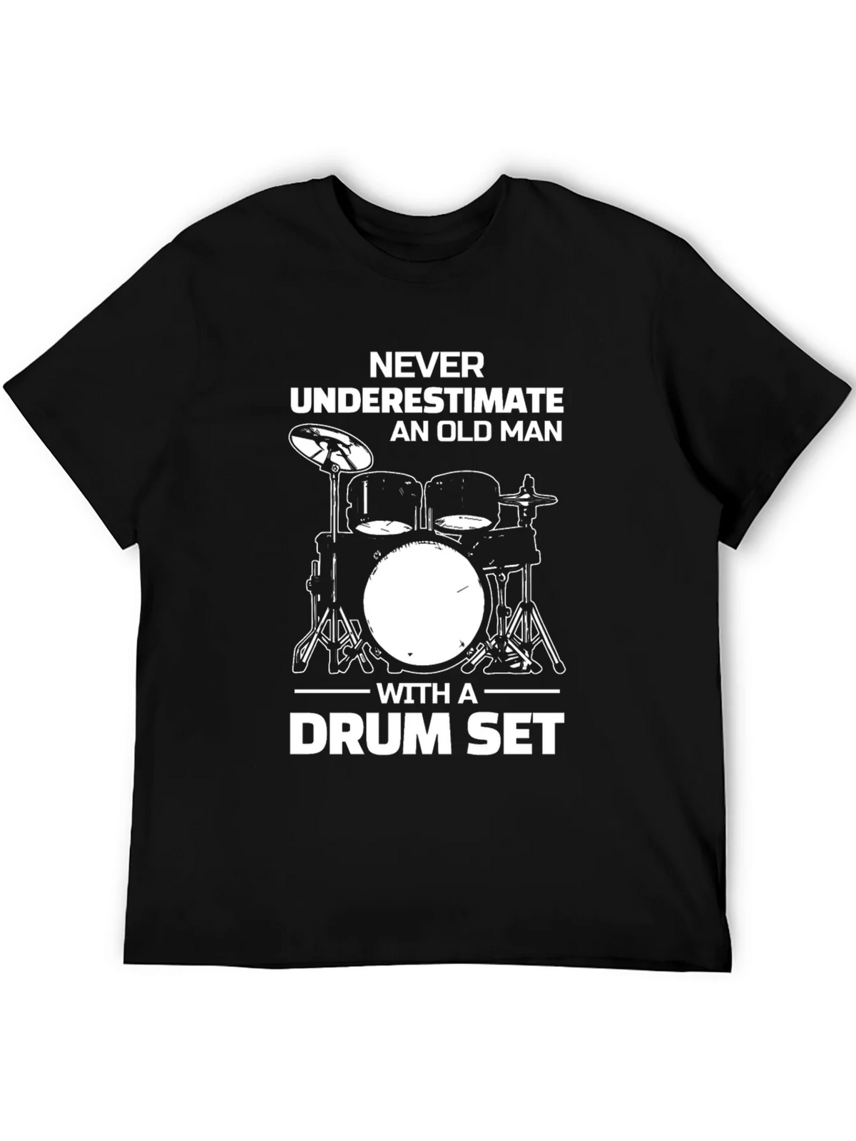 Never Underestimate Old Man Drum Set Black T-Shirt product image 8