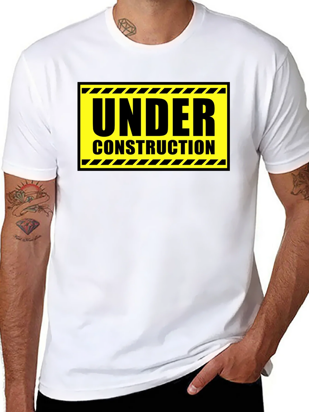 Under Construction Graphic Tee - Black Cotton Crew Neck product image 10