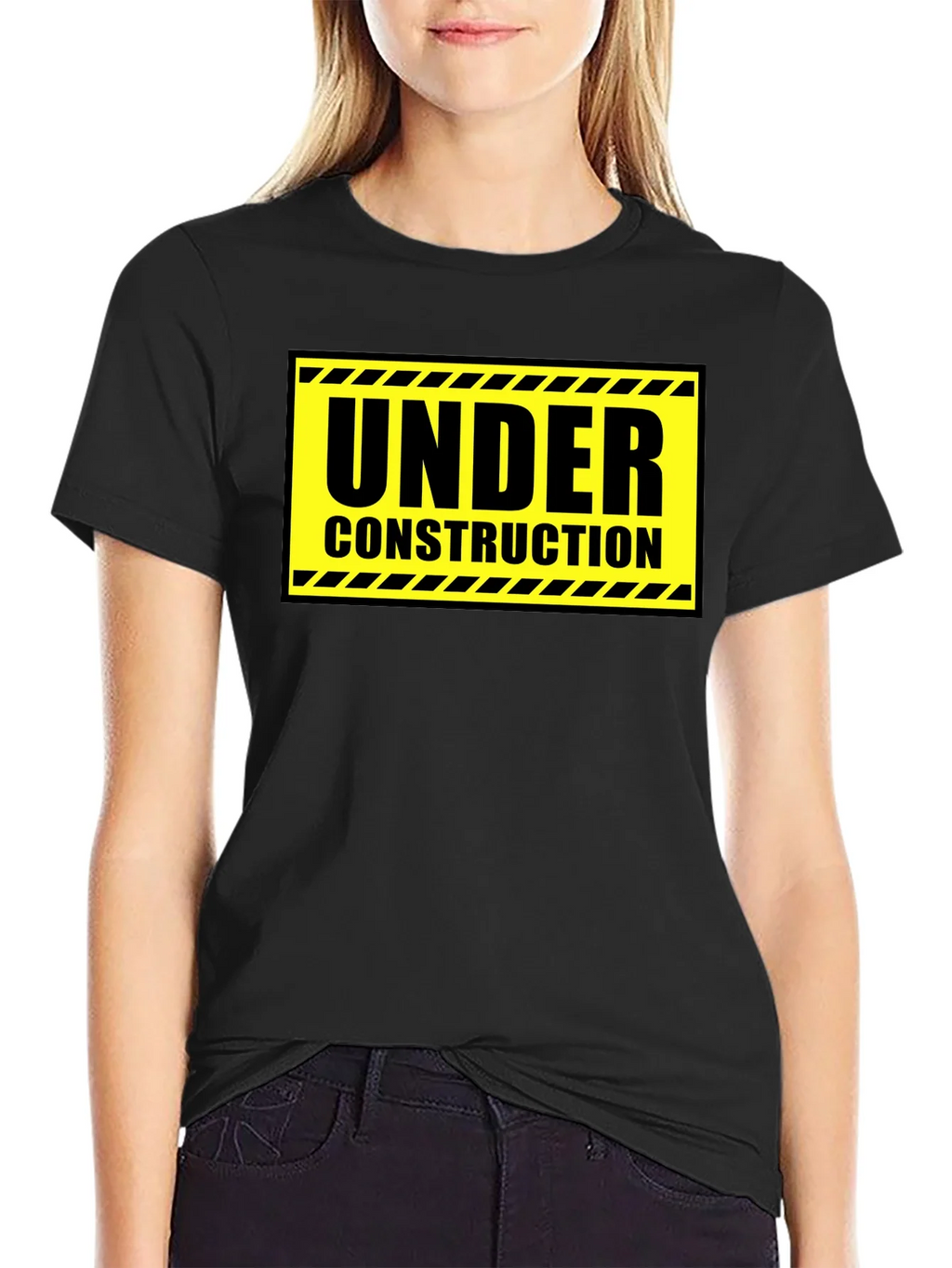 Under Construction Graphic Tee - Black Cotton Crew Neck product image 5