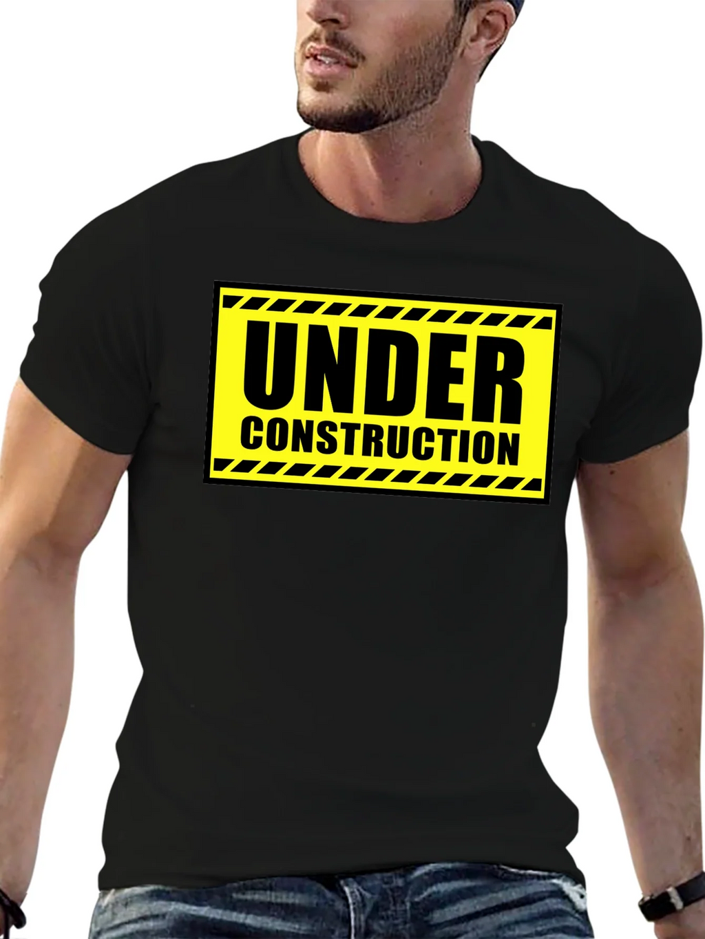 Under Construction Graphic Tee - Black Cotton Crew Neck product image 9