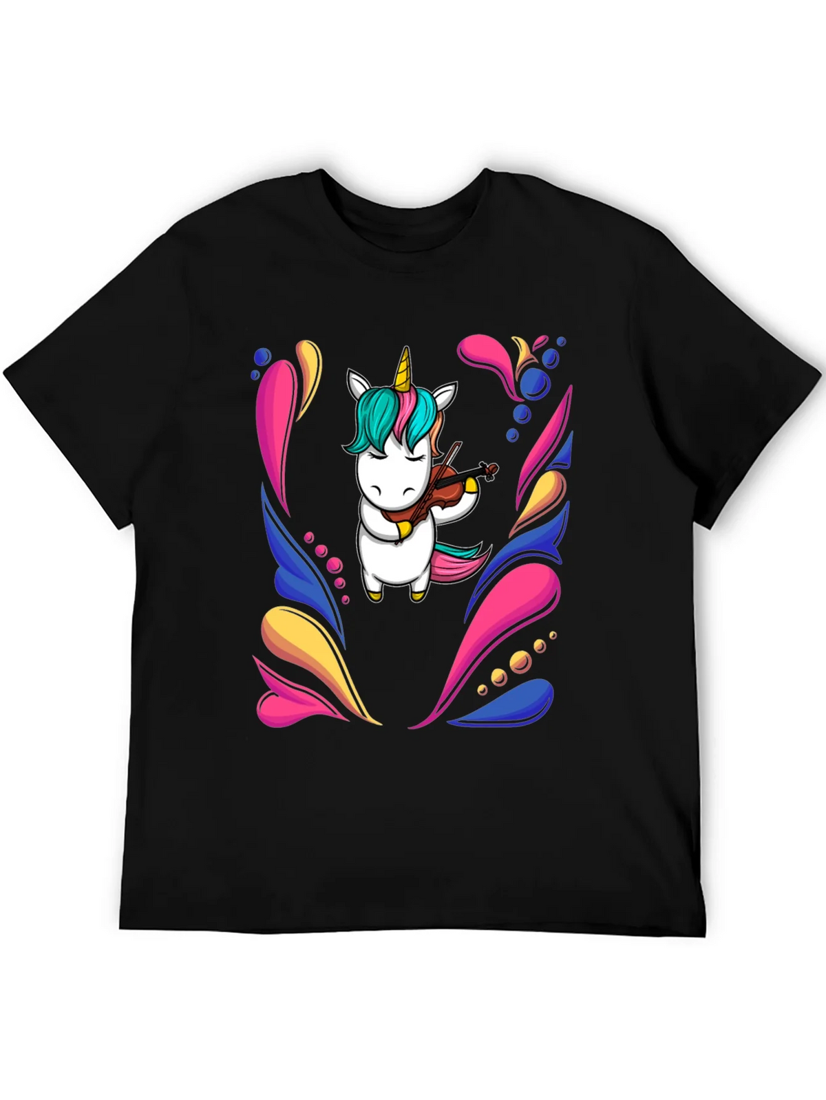 Unicorn Violinist Black T-Shirt product image 8
