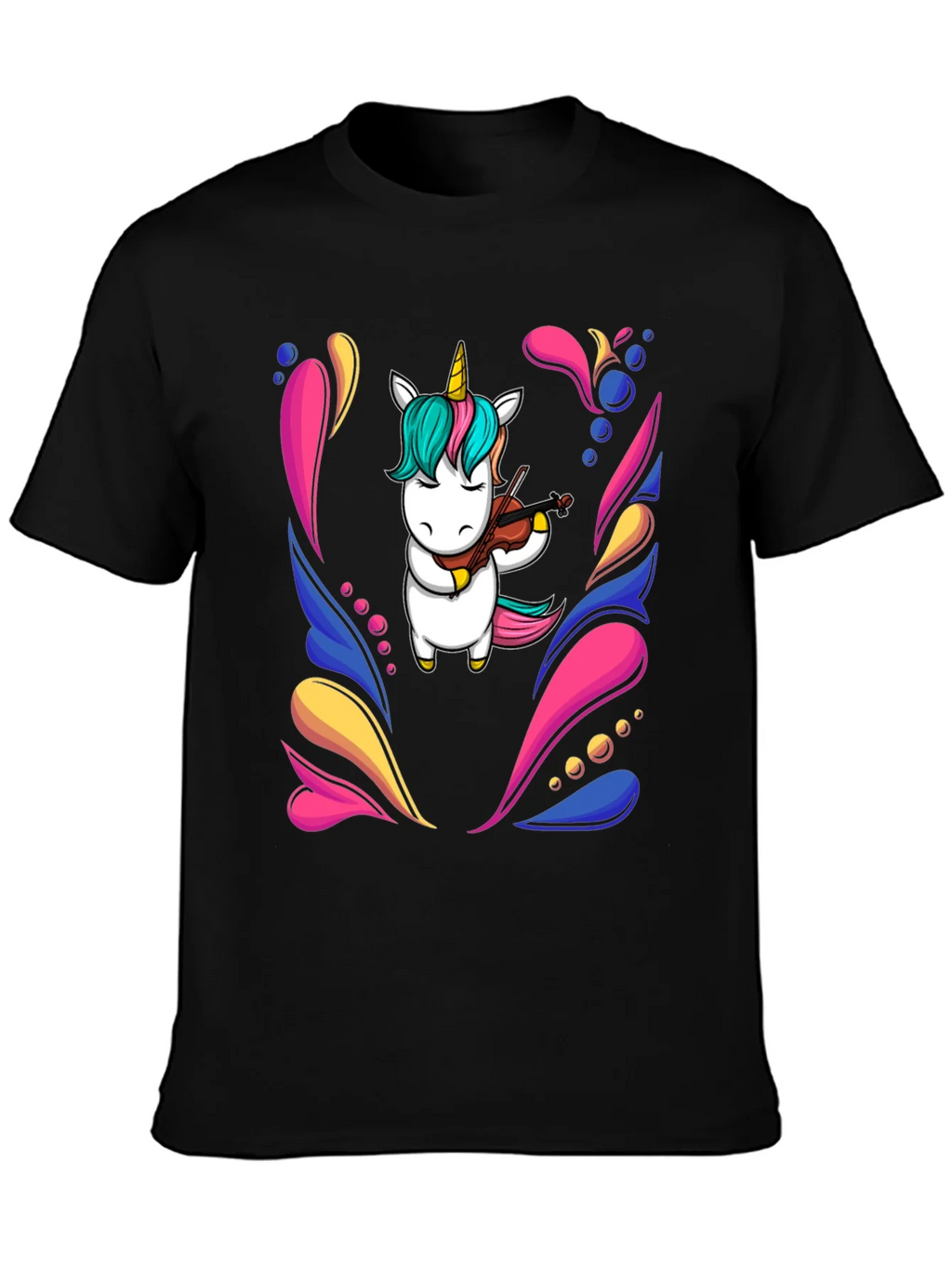 Unicorn Violinist Black T-Shirt product image 6
