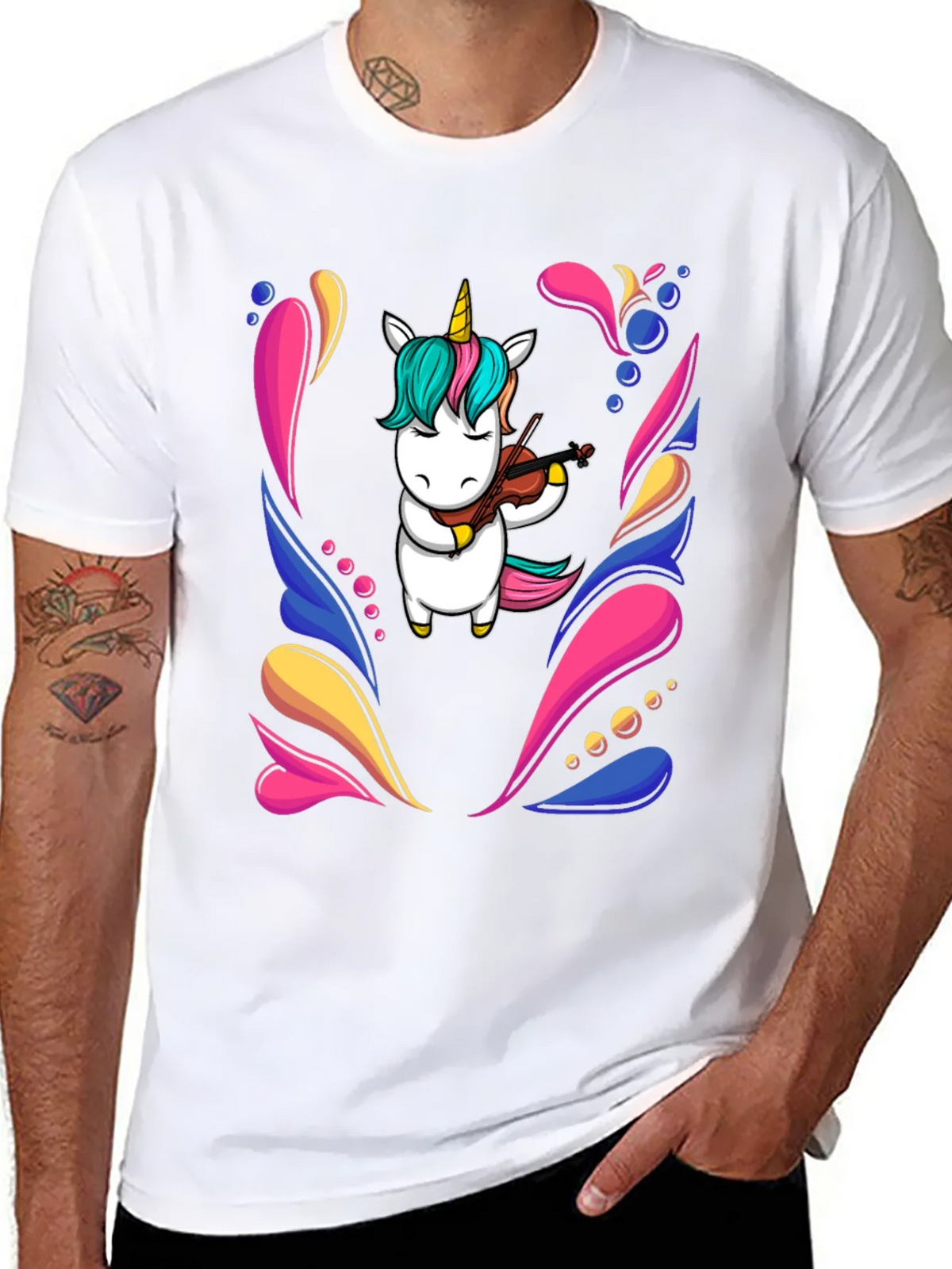 Unicorn Violinist Black T-Shirt product image 10