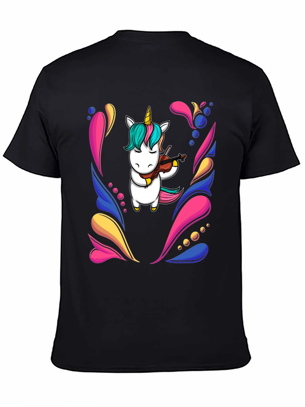 Unicorn Violinist Black T-Shirt product image 7