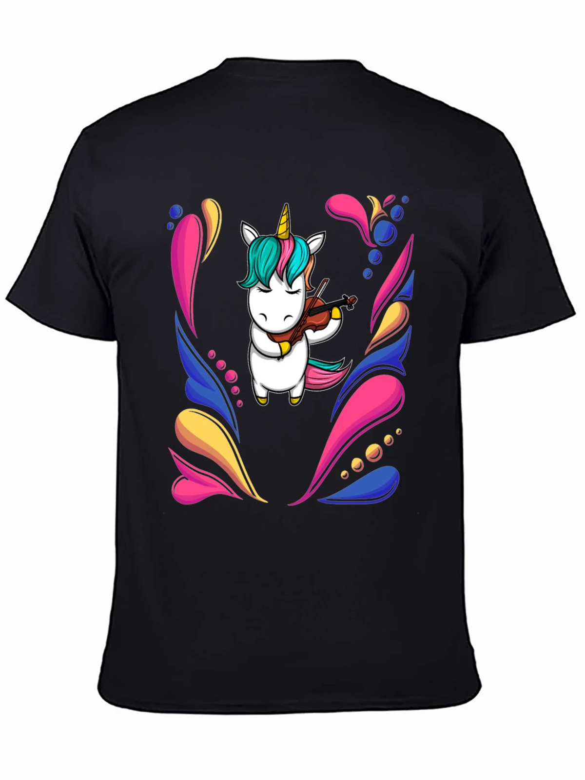Unicorn Violinist Black T-Shirt product image 7