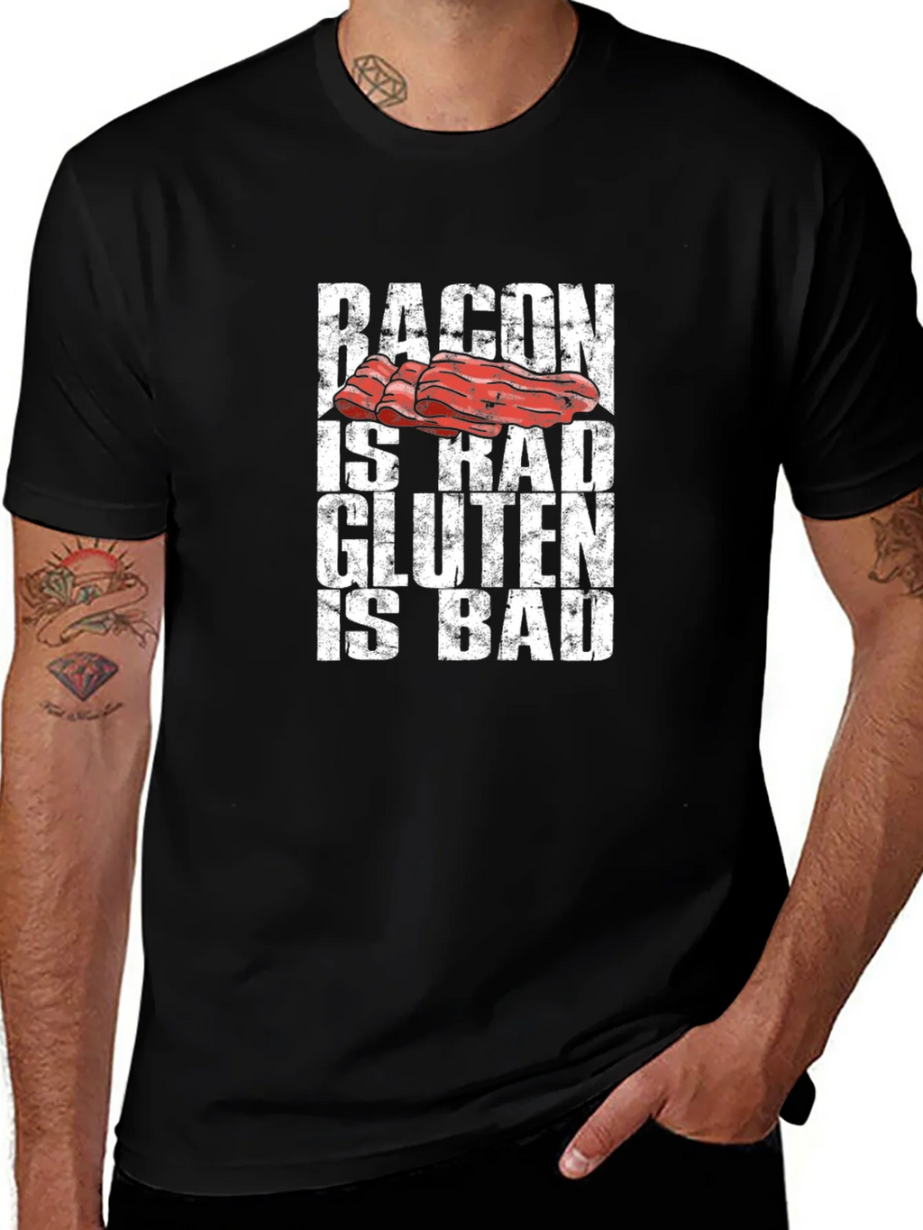Bacon is Rad Gluten is Bad Graphic Tee product image 1