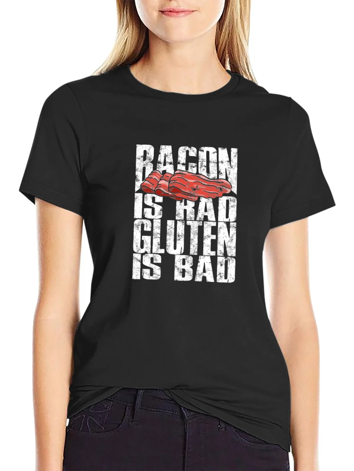 Bacon is Rad Gluten is Bad Graphic Tee product image 5