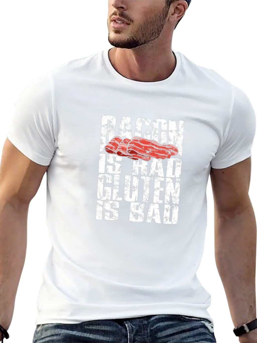 Bacon is Rad Gluten is Bad Graphic Tee product image 4