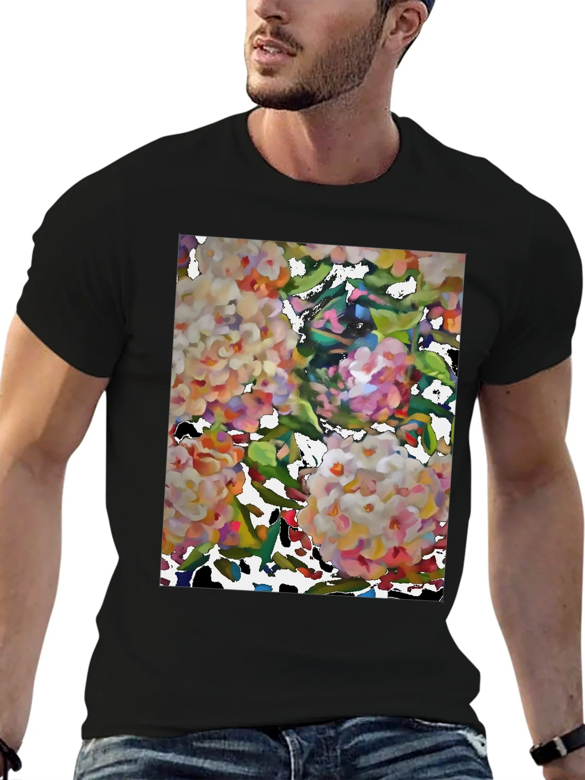 Floral Art Black T-Shirt product image 9