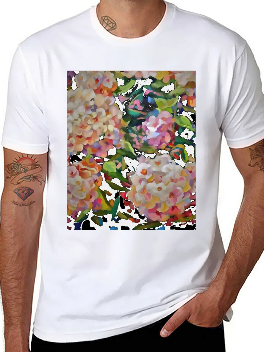 Floral Art Black T-Shirt product image 10