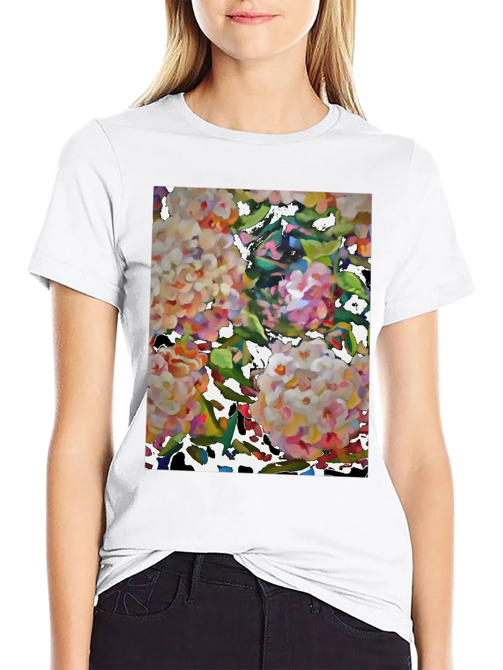 Floral Art Black T-Shirt product image 11