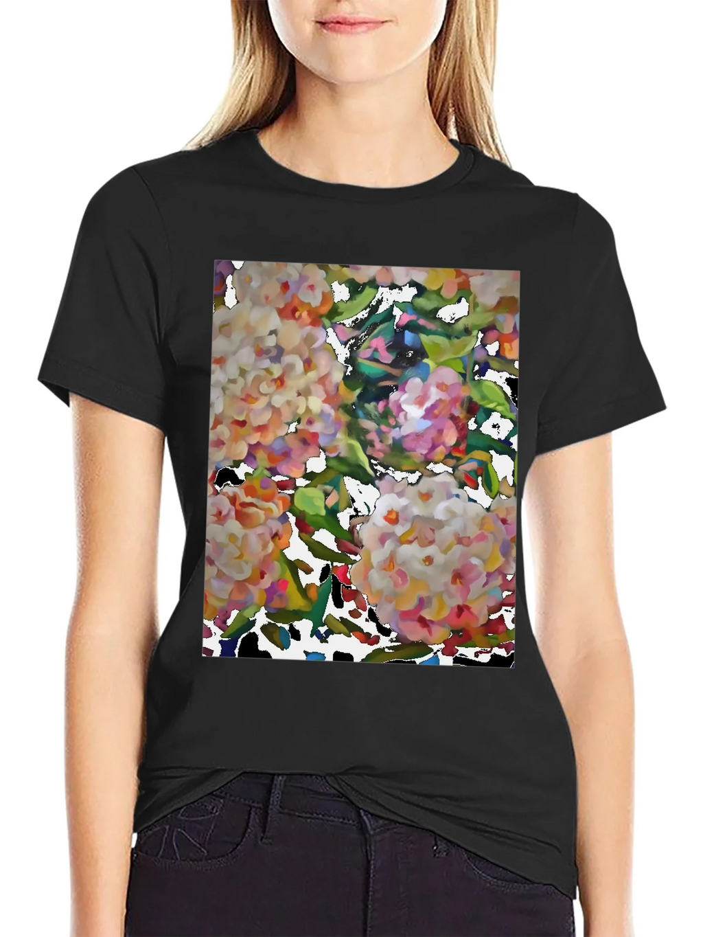 Floral Art Black T-Shirt product image 5