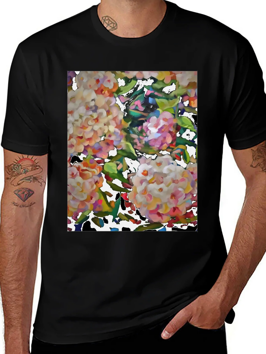 Floral Art Black T-Shirt product image 1