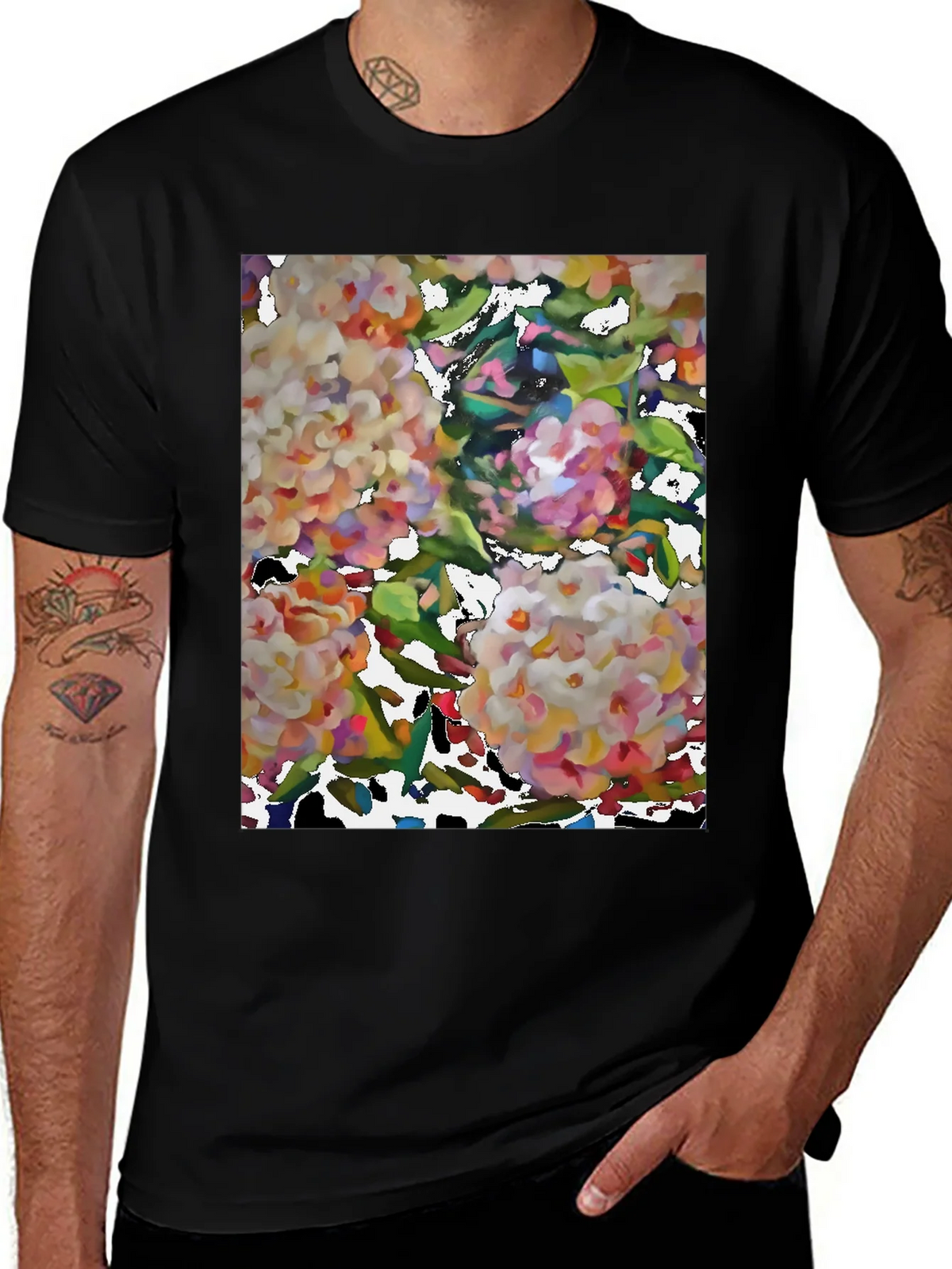 Floral Art Black T-Shirt product image 1