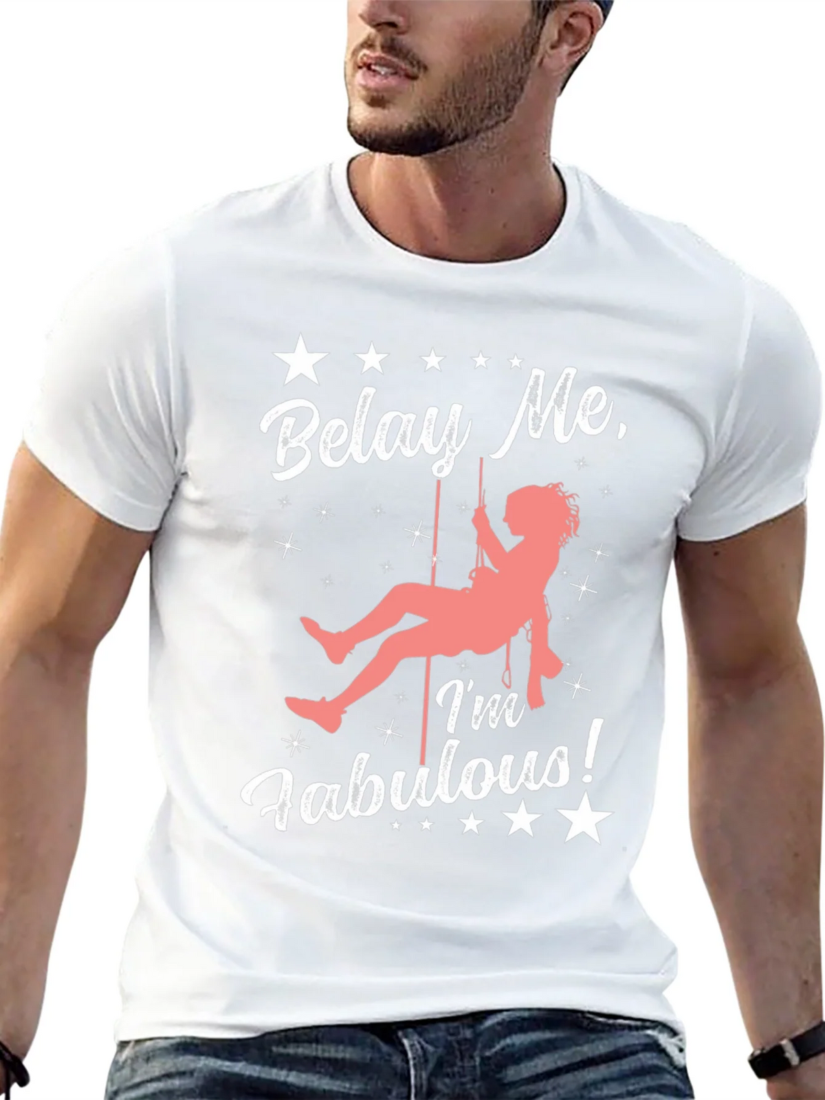 Belay Me Im Fabulous Rock Climbing T-Shirt product image 4