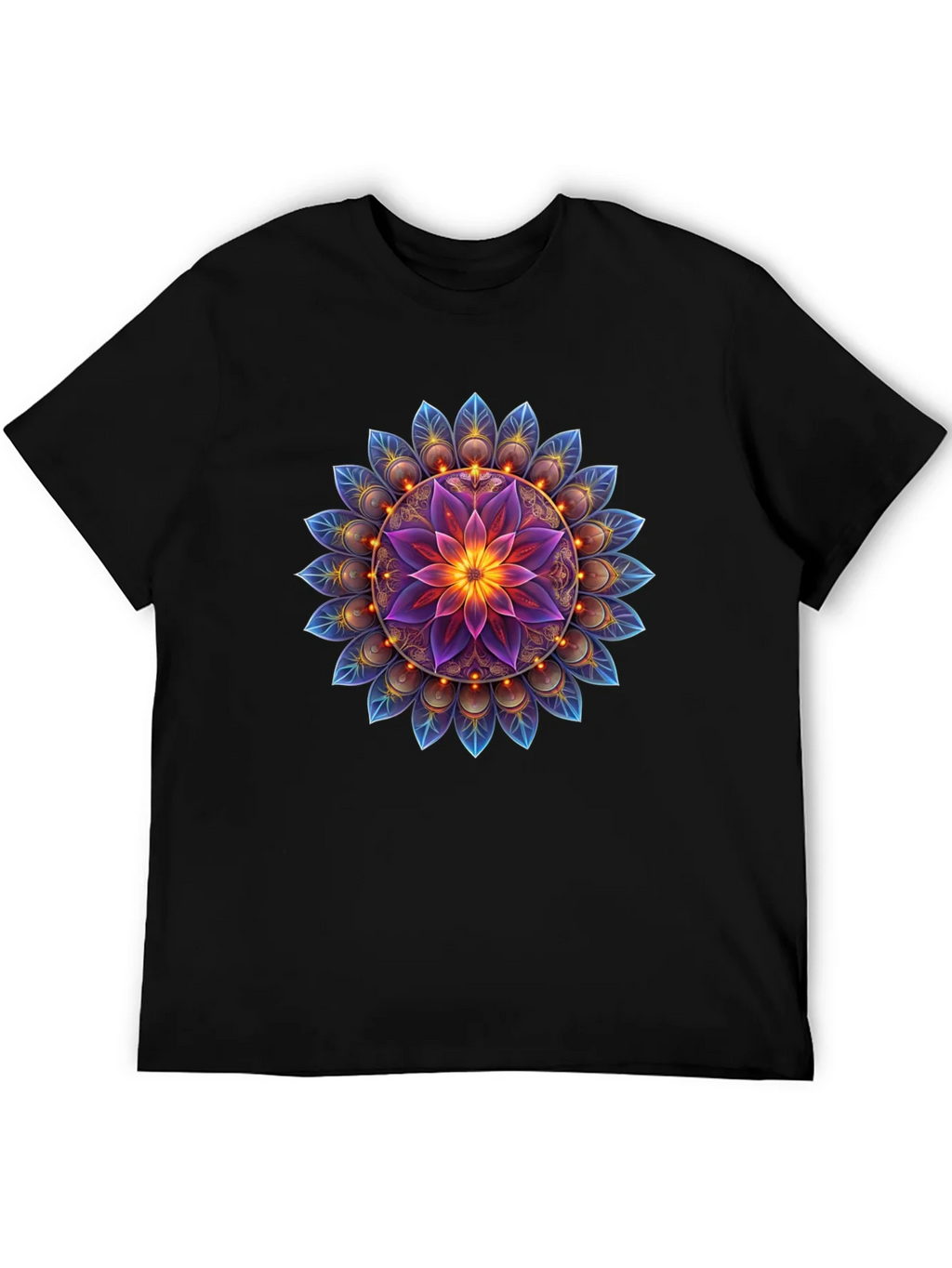 Floral Mandala Graphic Tee - Black Cotton Blend product image 8