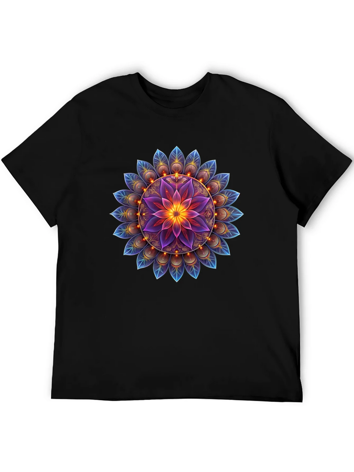 Floral Mandala Graphic Tee - Black Cotton Blend product image 8