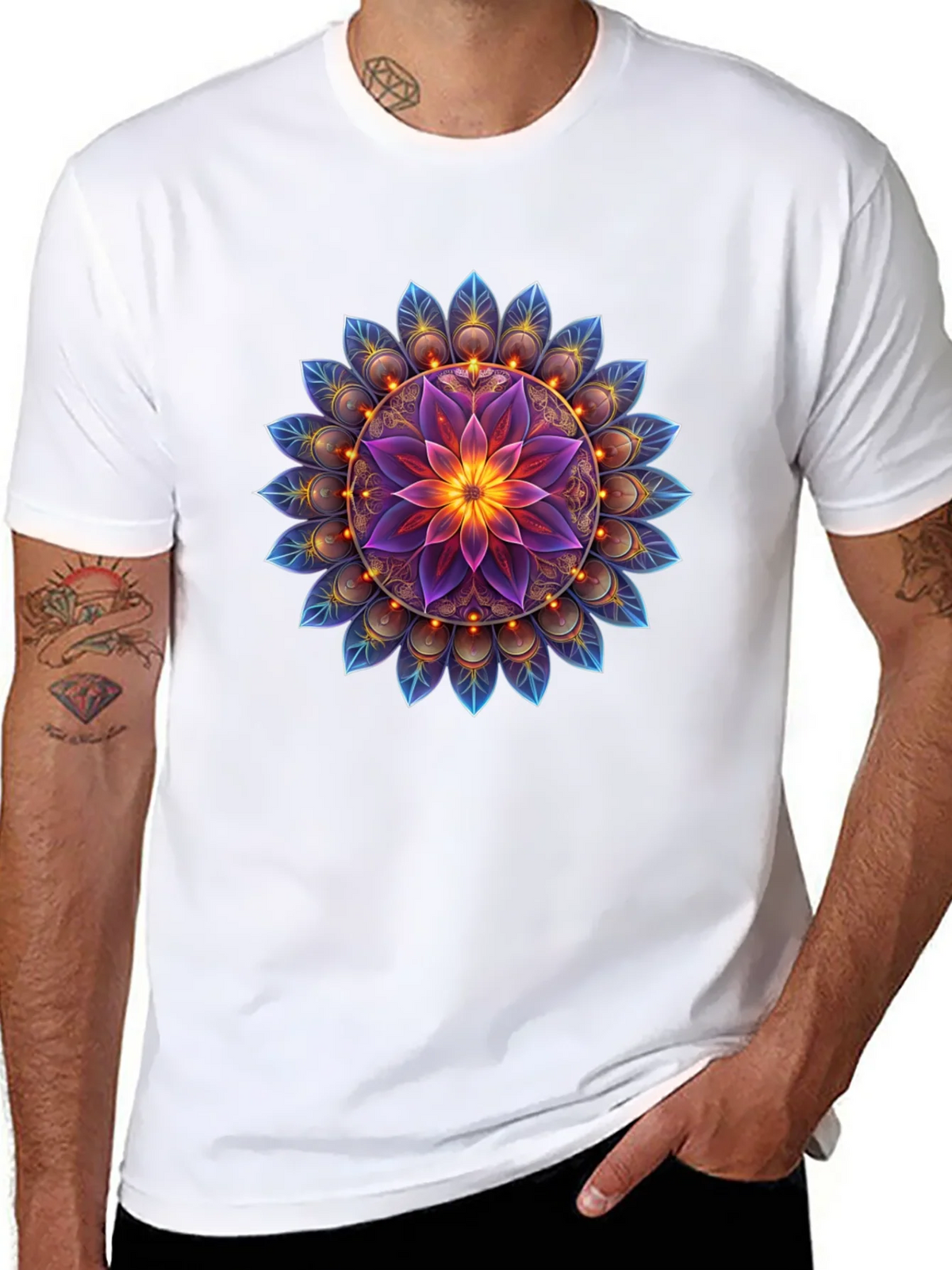 Floral Mandala Graphic Tee - Black Cotton Blend product image 10