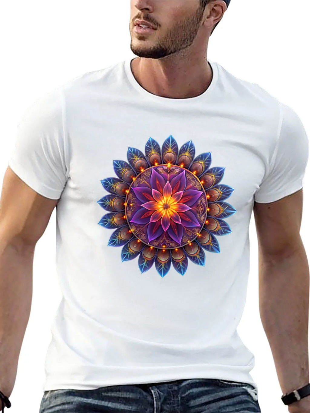Floral Mandala Graphic Tee - Black Cotton Blend product image 4