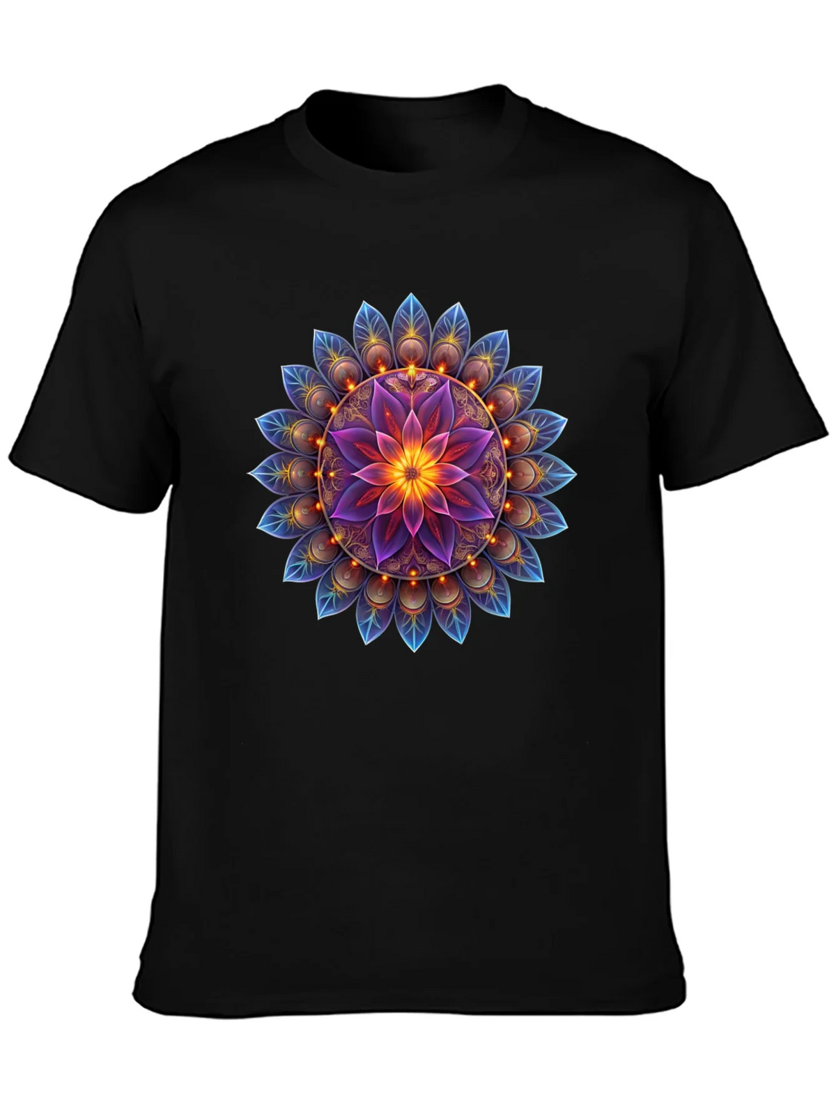 Floral Mandala Graphic Tee - Black Cotton Blend product image 6
