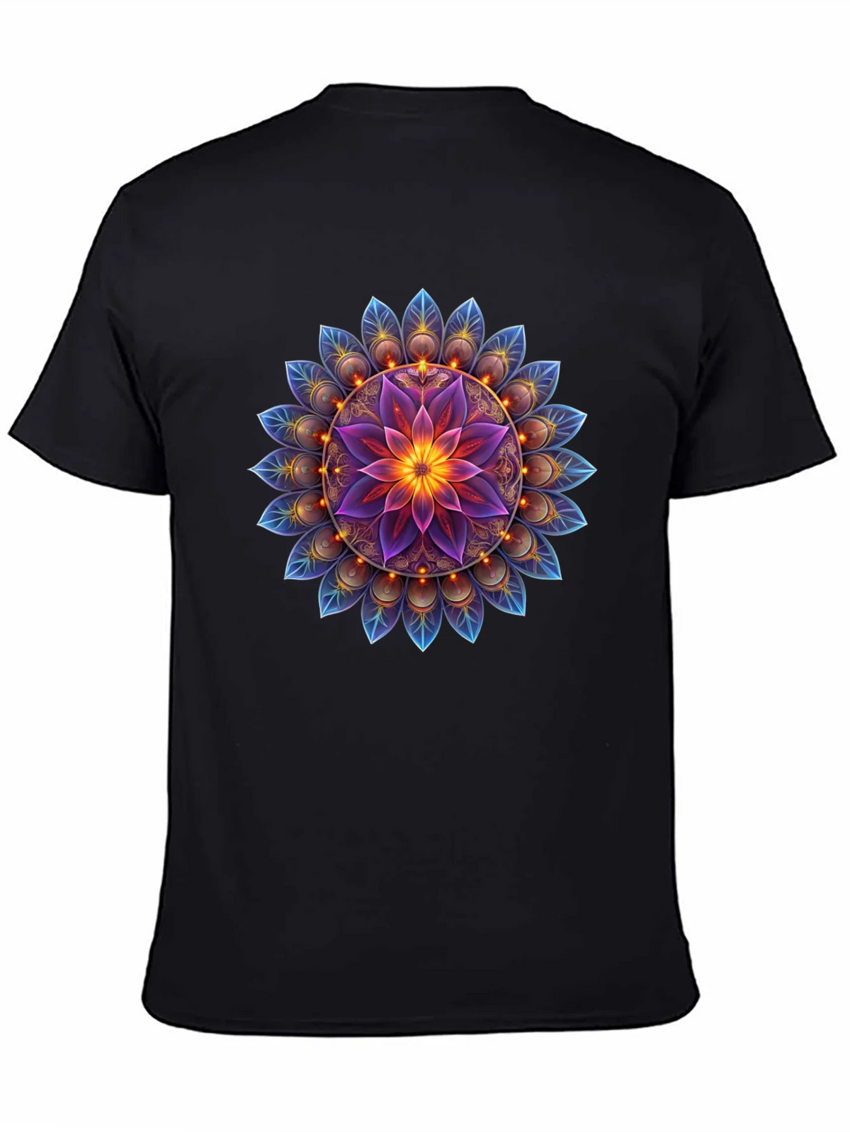 Floral Mandala Graphic Tee - Black Cotton Blend product image 7