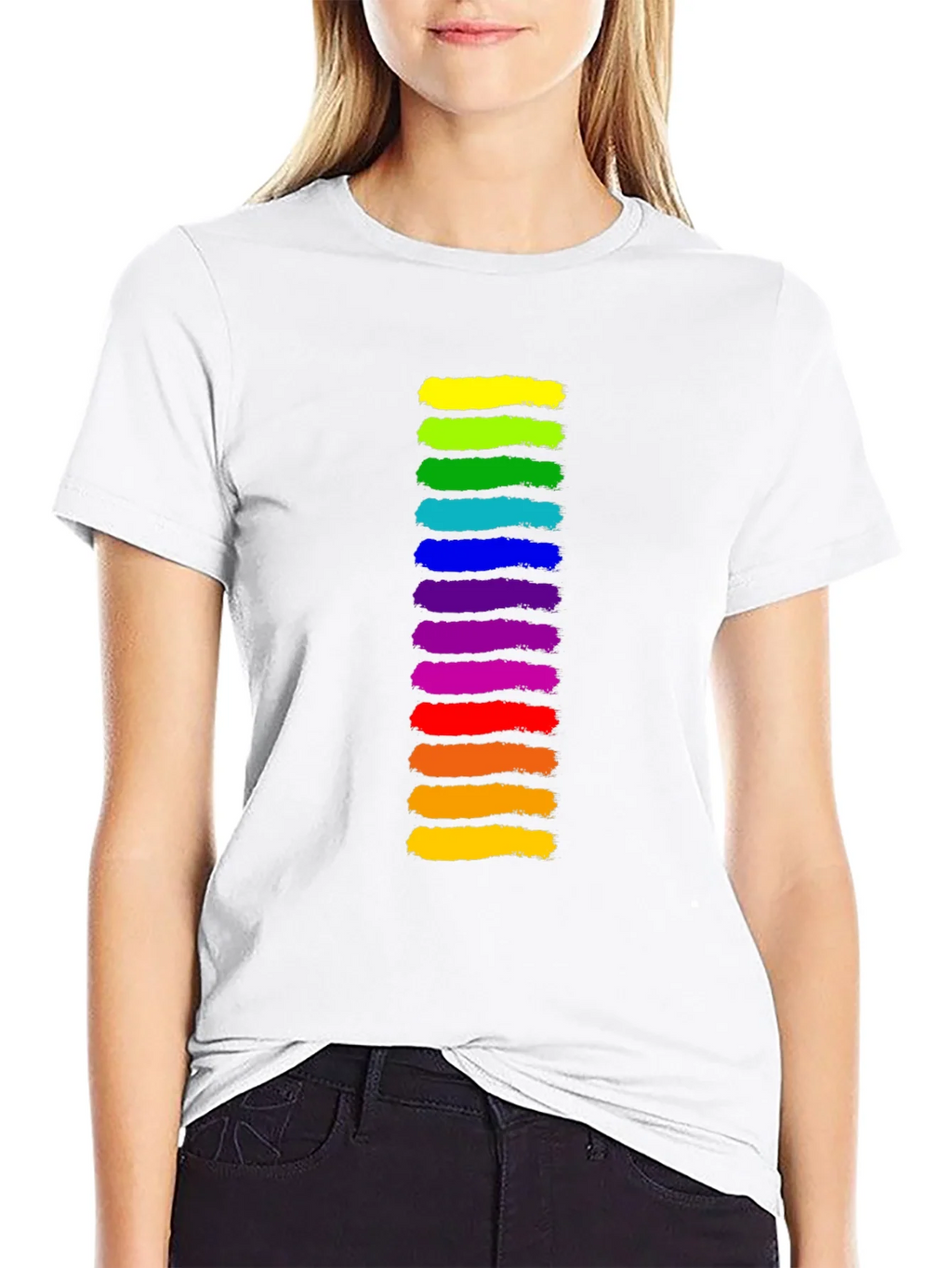 Rainbow Stripe Graphic Black T-Shirt product image 11
