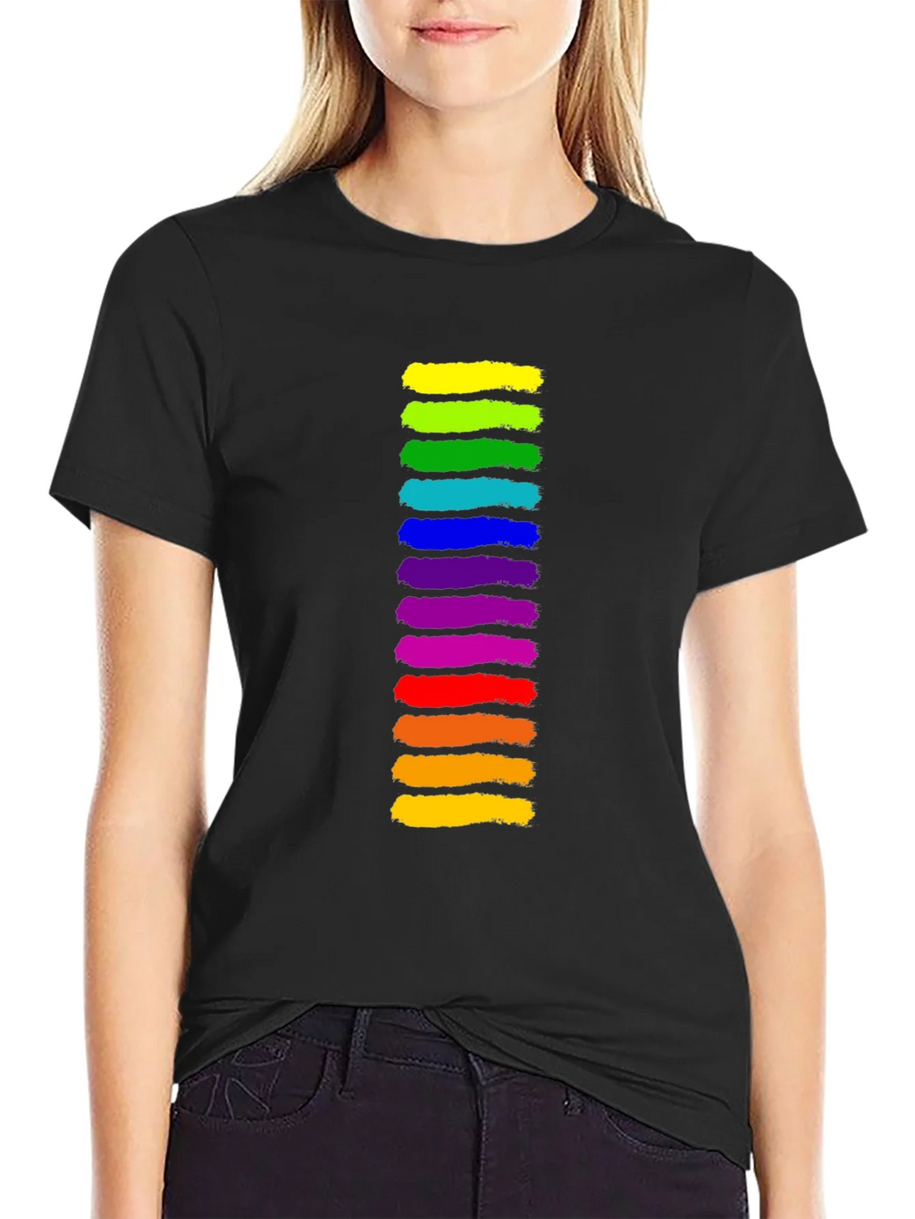 Rainbow Stripe Graphic Black T-Shirt product image 5