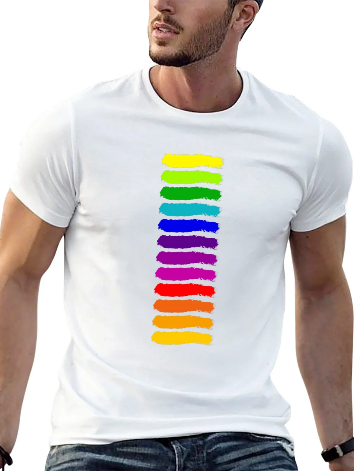 Rainbow Stripe Graphic Black T-Shirt product image 4