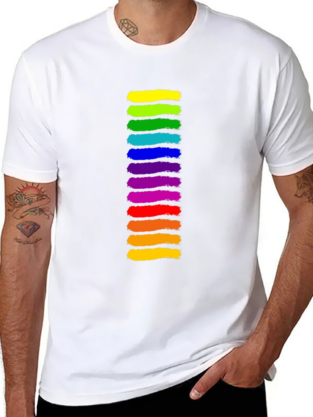 Rainbow Stripe Graphic Black T-Shirt product image 10