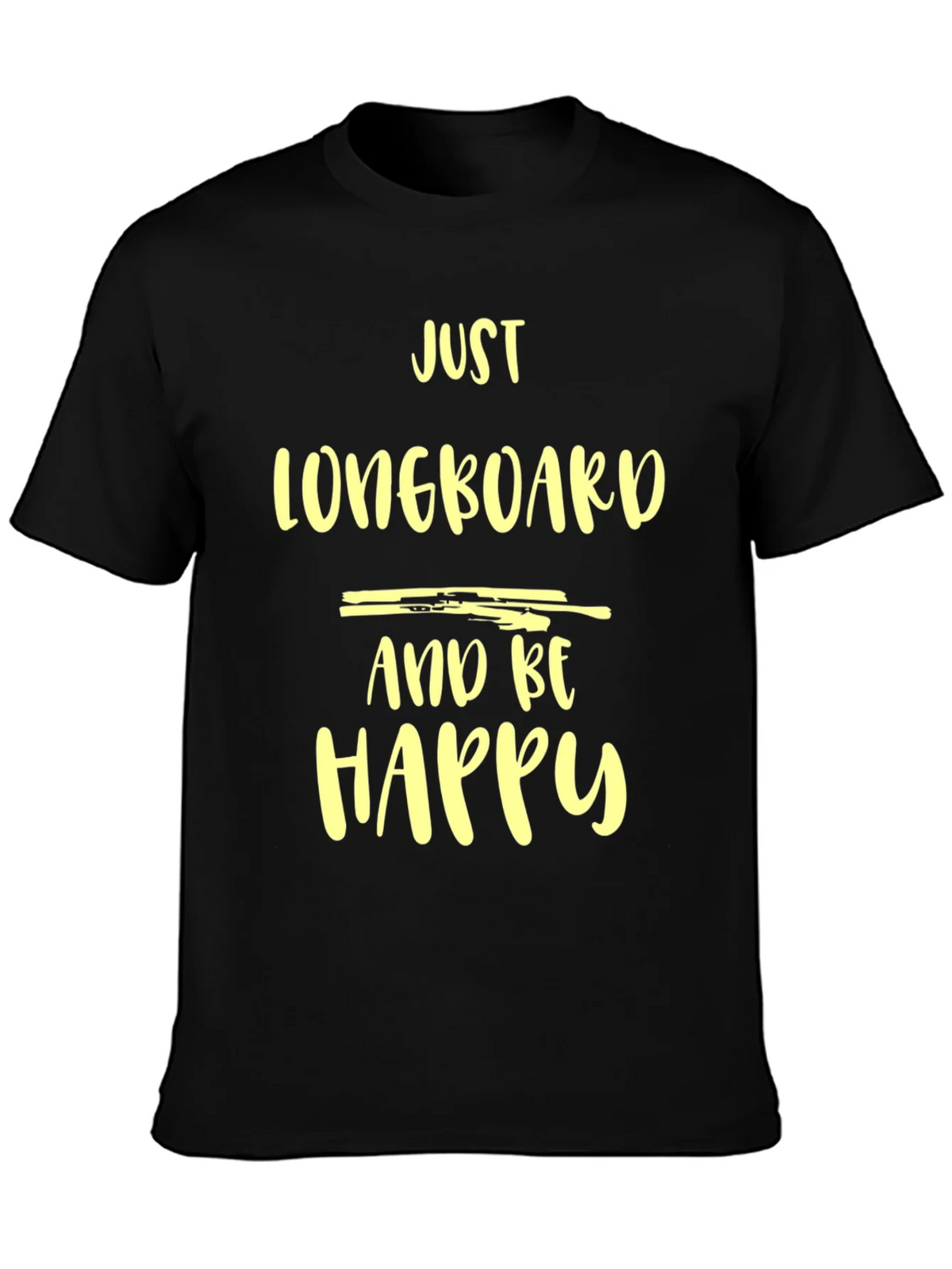 Just Longboard and Be Happy Graphic Tee - Black Casual Shirt product image 6