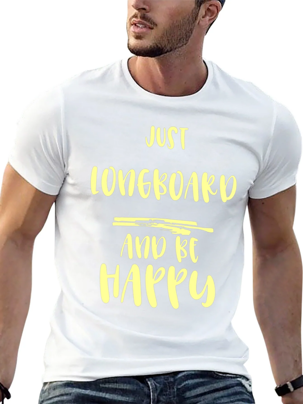 Just Longboard and Be Happy Graphic Tee - Black Casual Shirt product image 4