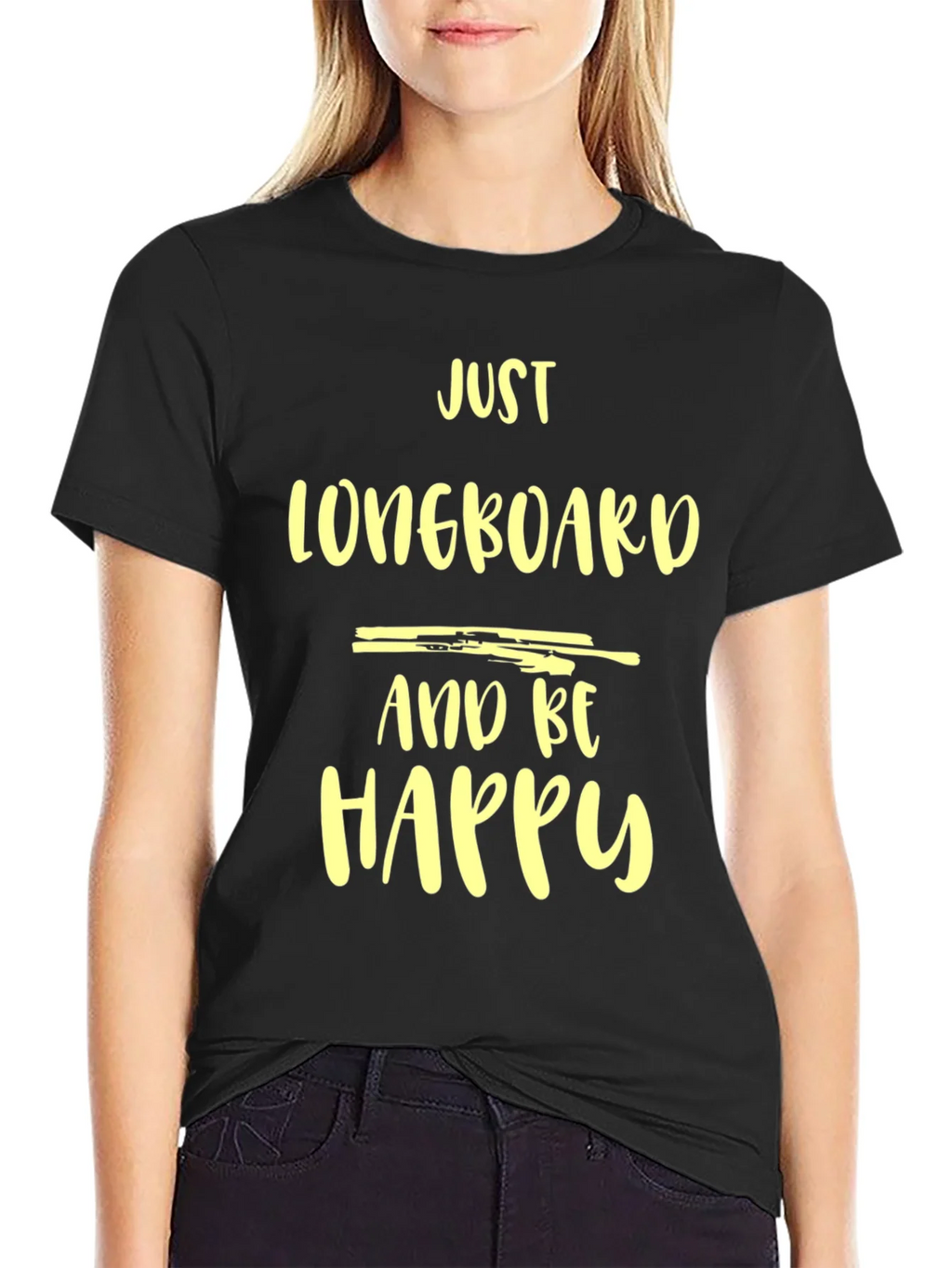Just Longboard and Be Happy Graphic Tee - Black Casual Shirt product image 5