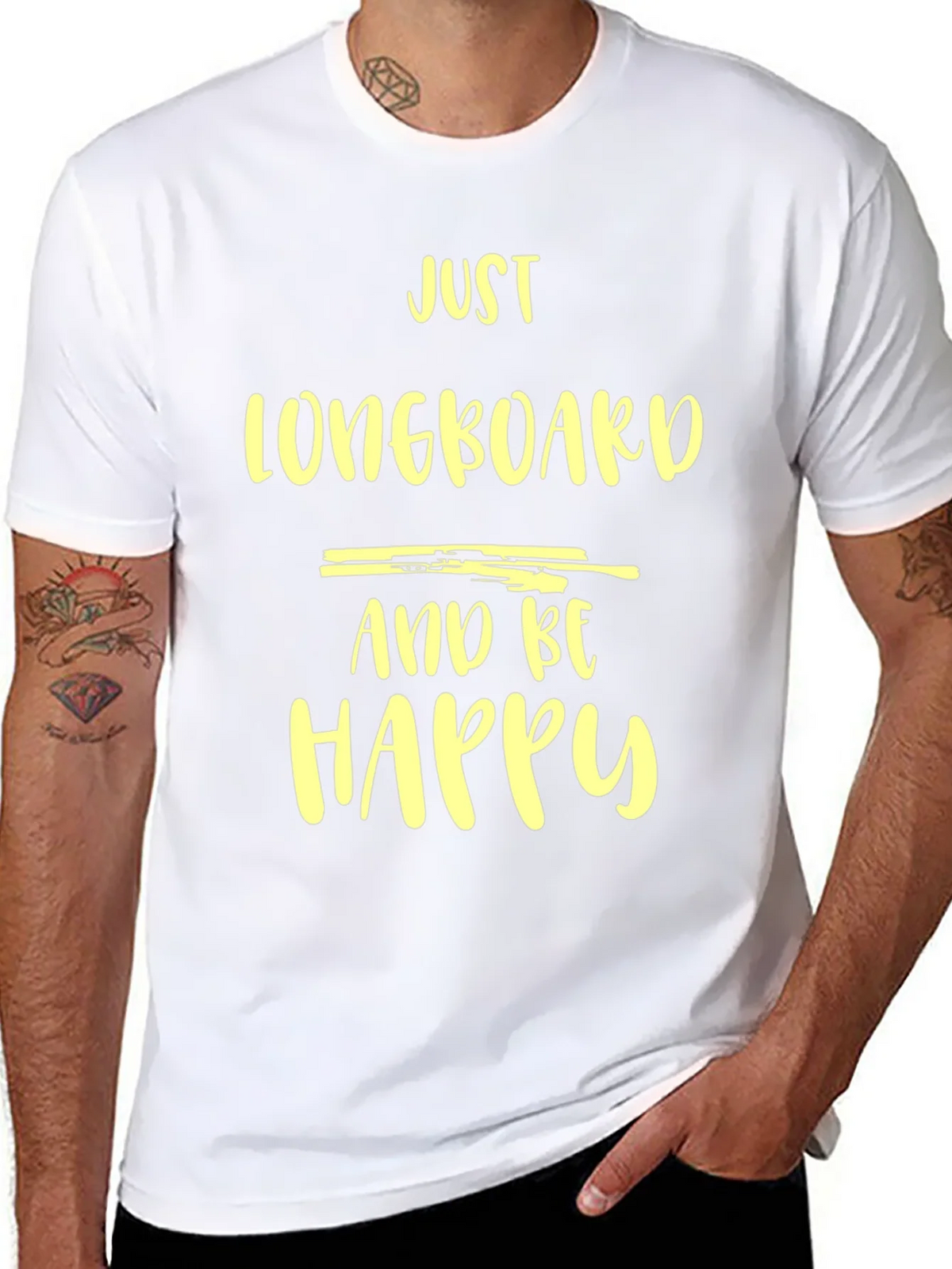 Just Longboard and Be Happy Graphic Tee - Black Casual Shirt product image 10