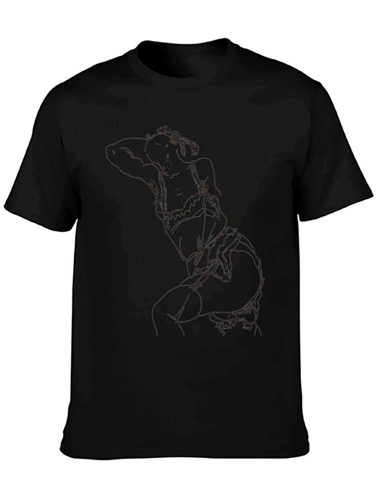 Modern Abstract Line Art Graphic Black T-Shirt product image 6