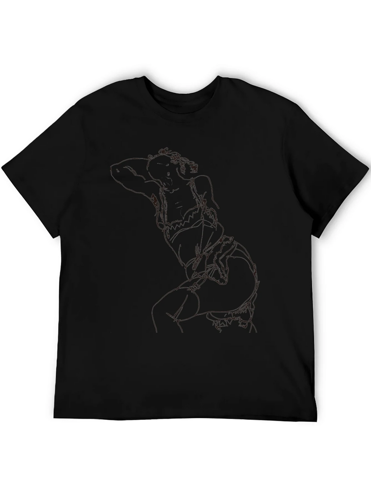Modern Abstract Line Art Graphic Black T-Shirt product image 8