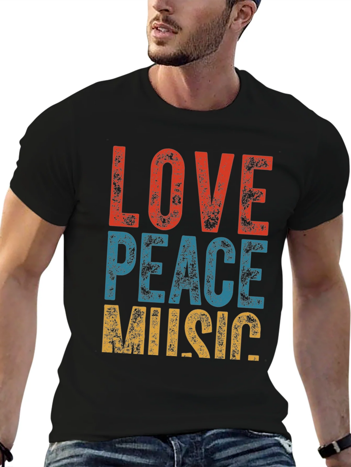 Retro Love Peace Music Graphic Tee product image 9