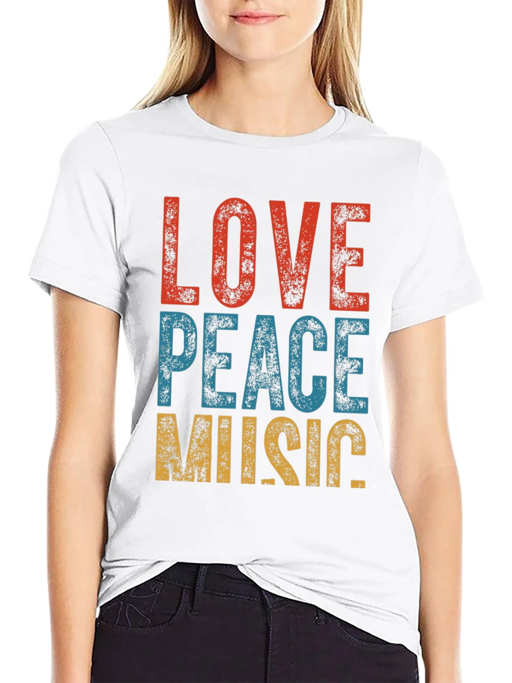 Retro Love Peace Music Graphic Tee product image 11