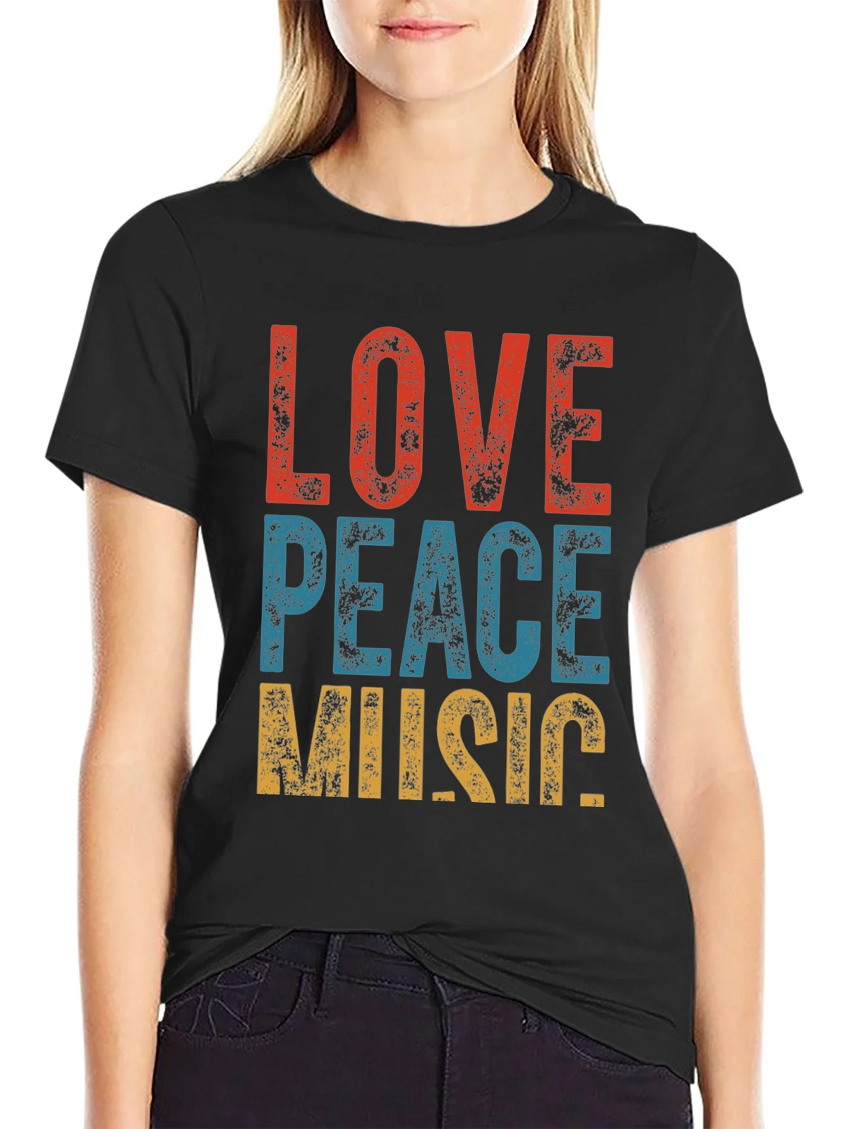 Retro Love Peace Music Graphic Tee product image 5