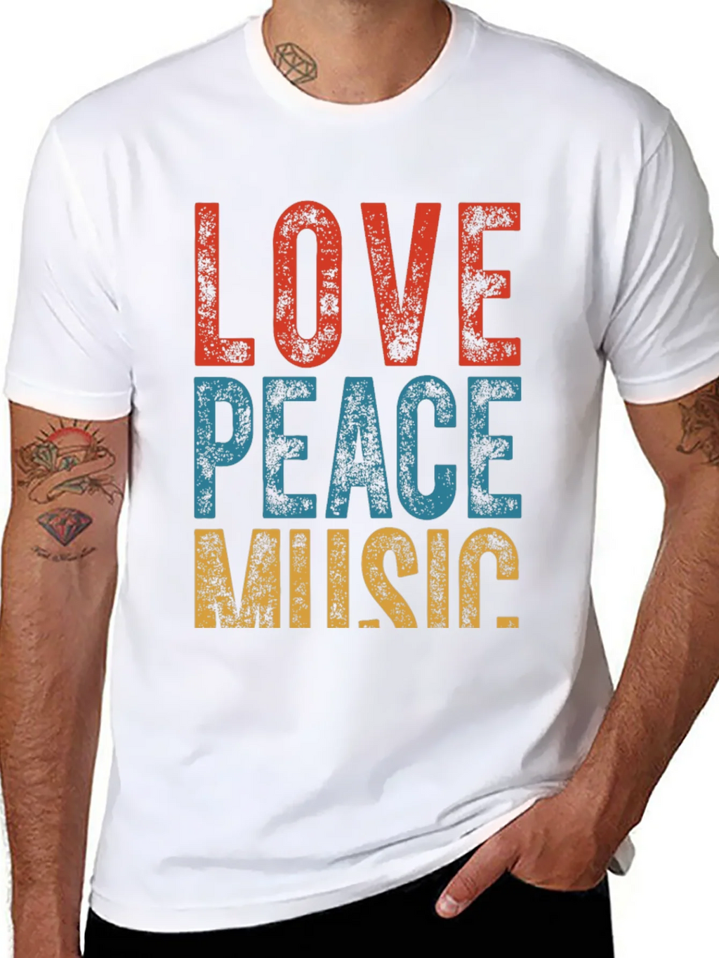 Retro Love Peace Music Graphic Tee product image 10