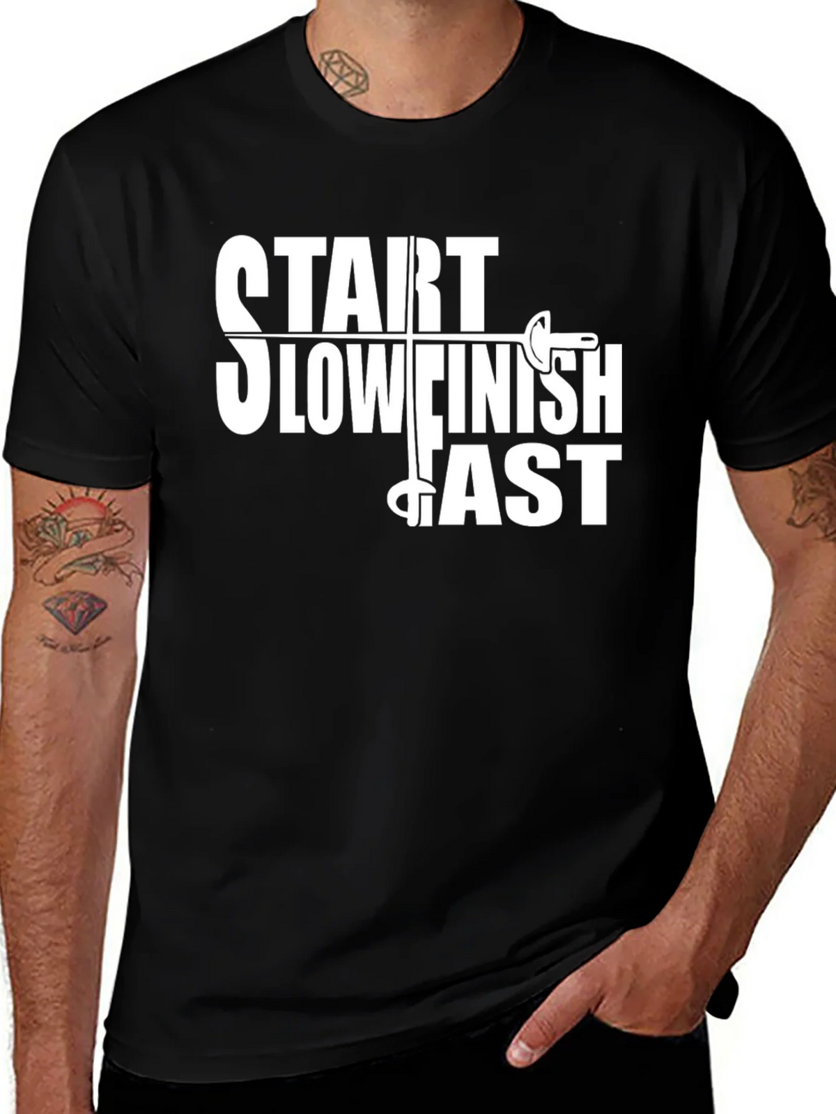 Start Slow Finish Fast Fencing T-Shirt product image 1
