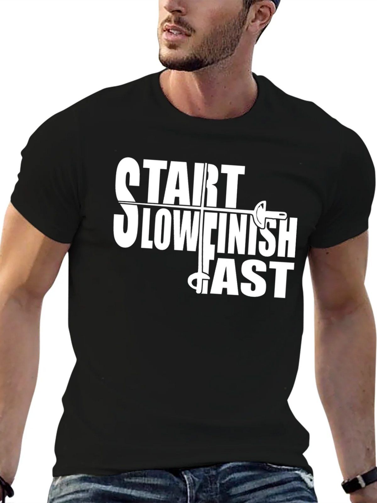 Start Slow Finish Fast Fencing T-Shirt product image 9