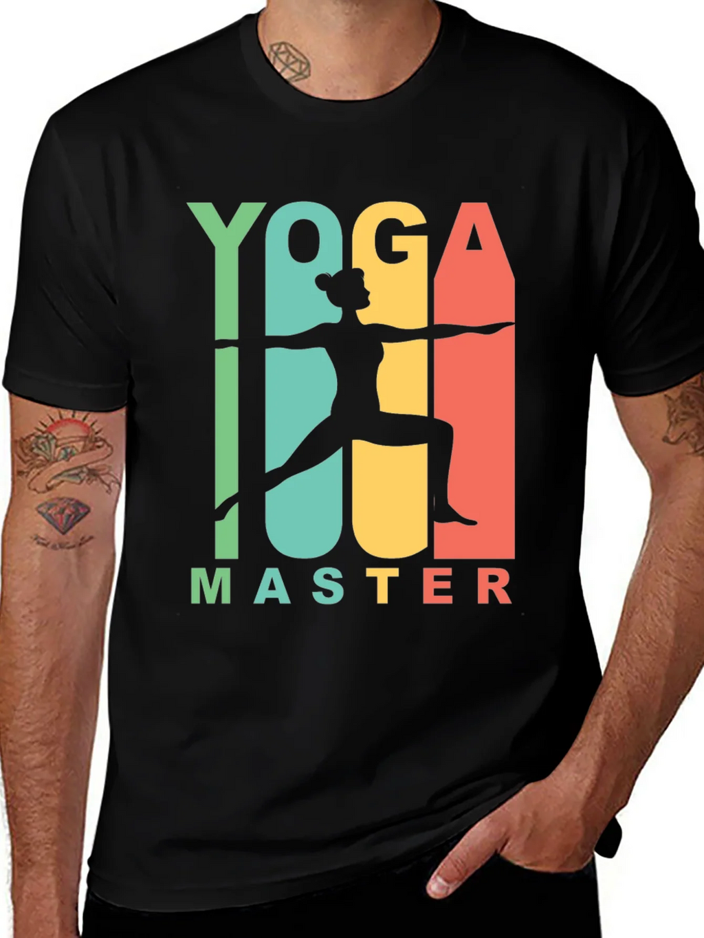 Yoga Master Graphic Tee - Black Cotton T-Shirt product image 1