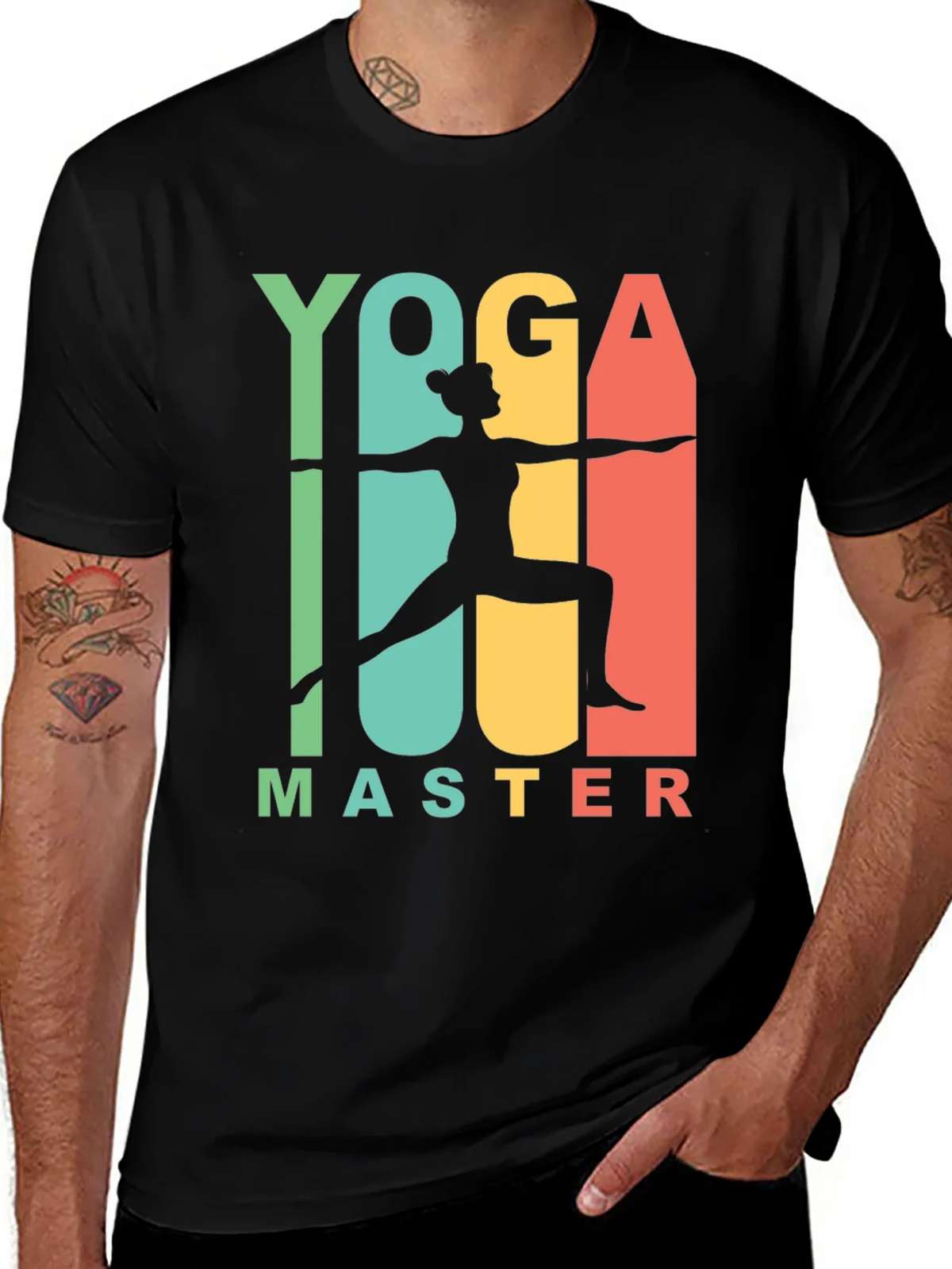 Yoga Master Graphic Tee - Black Cotton T-Shirt product image 1
