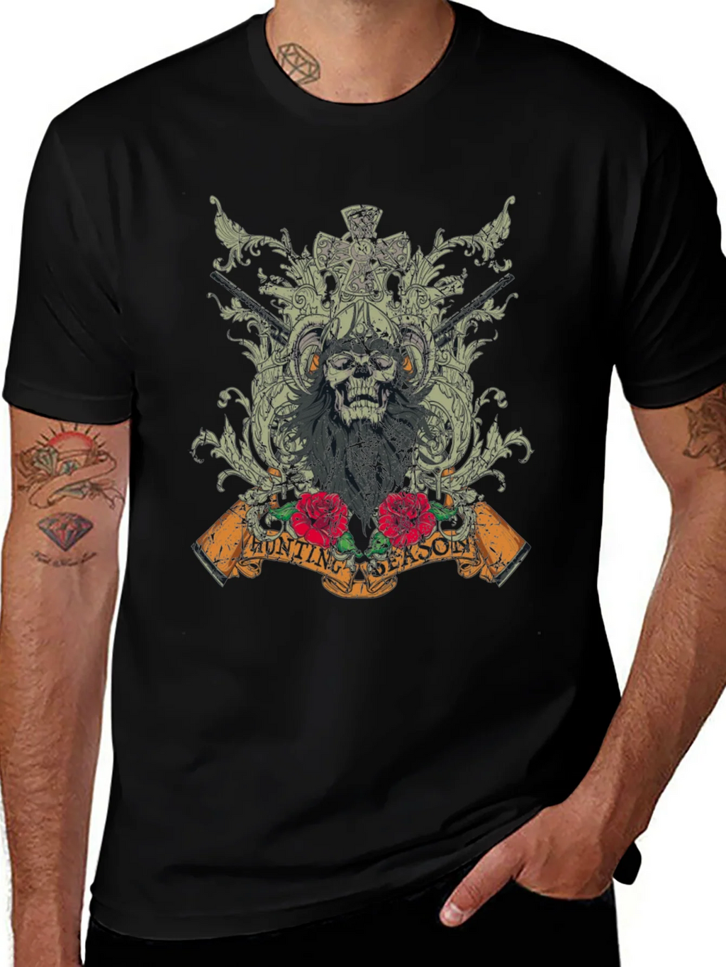 Skull Hunting Season Graphic T-Shirt - Black product image 1