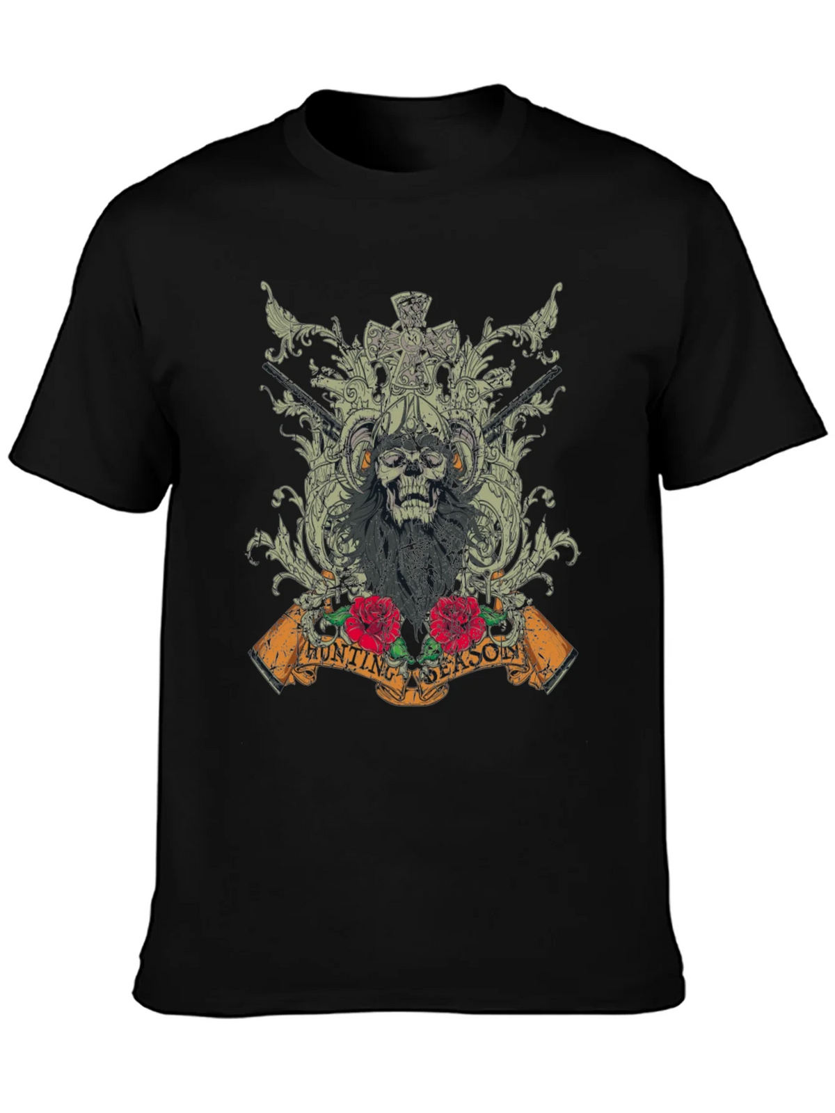 Skull Hunting Season Graphic T-Shirt - Black product image 5