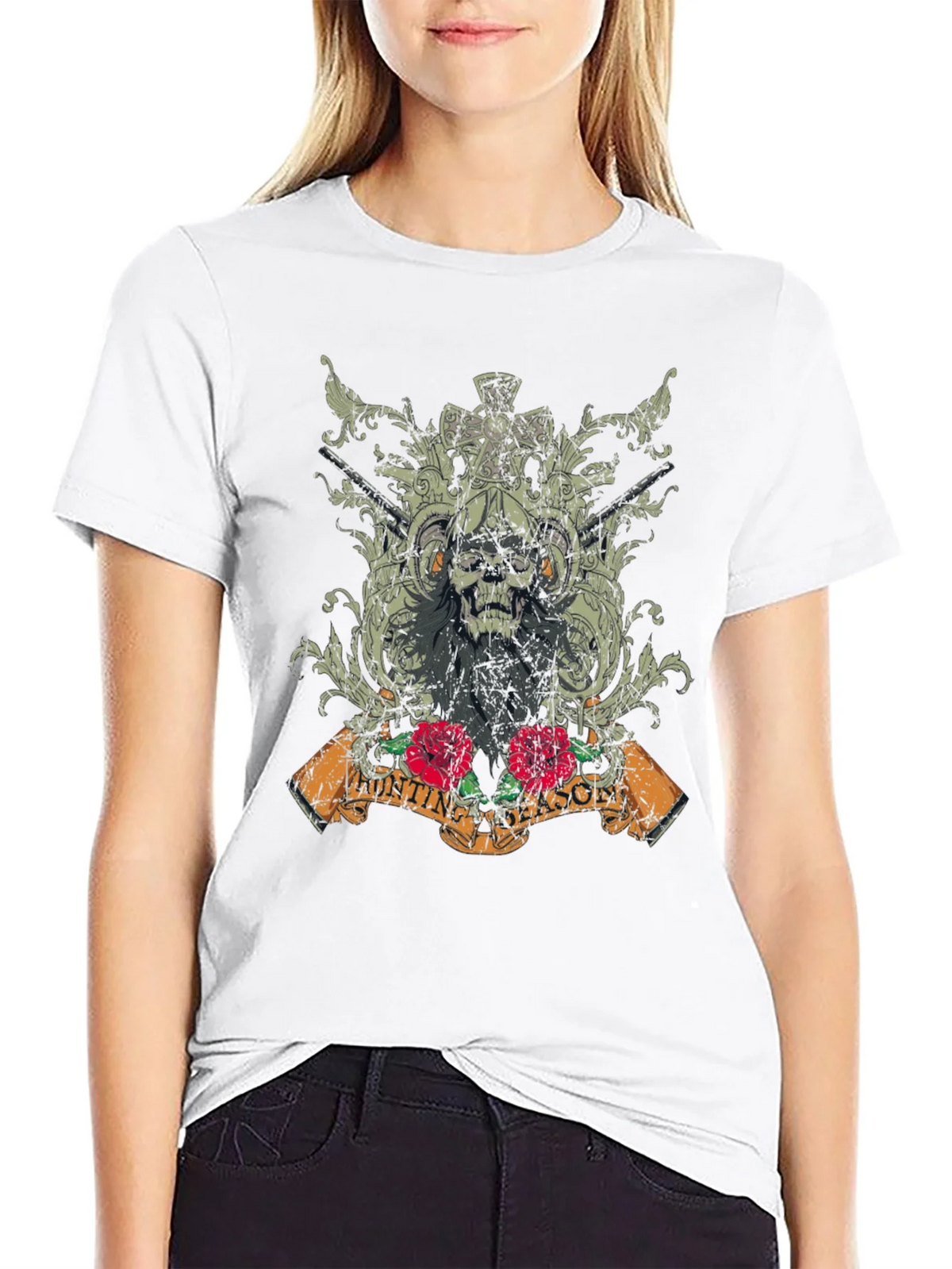 Skull Hunting Season Graphic T-Shirt - Black product image 10