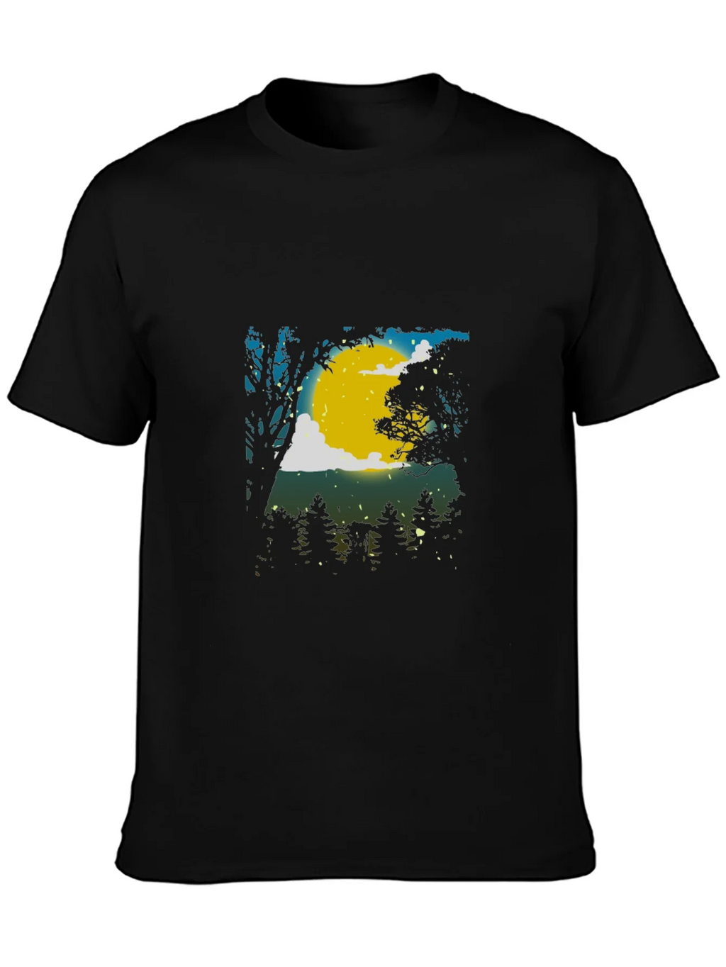 Moonlit Forest Graphic Tee - Black Cotton Blend product image 6