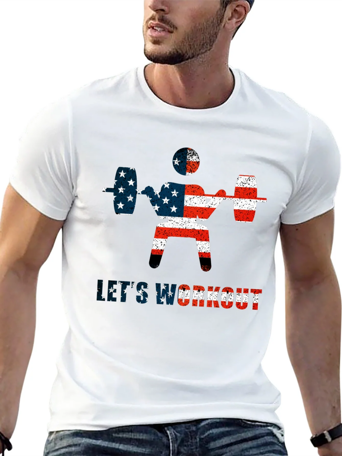 Patriotic Workout T-Shirt - American Flag Design product image 4