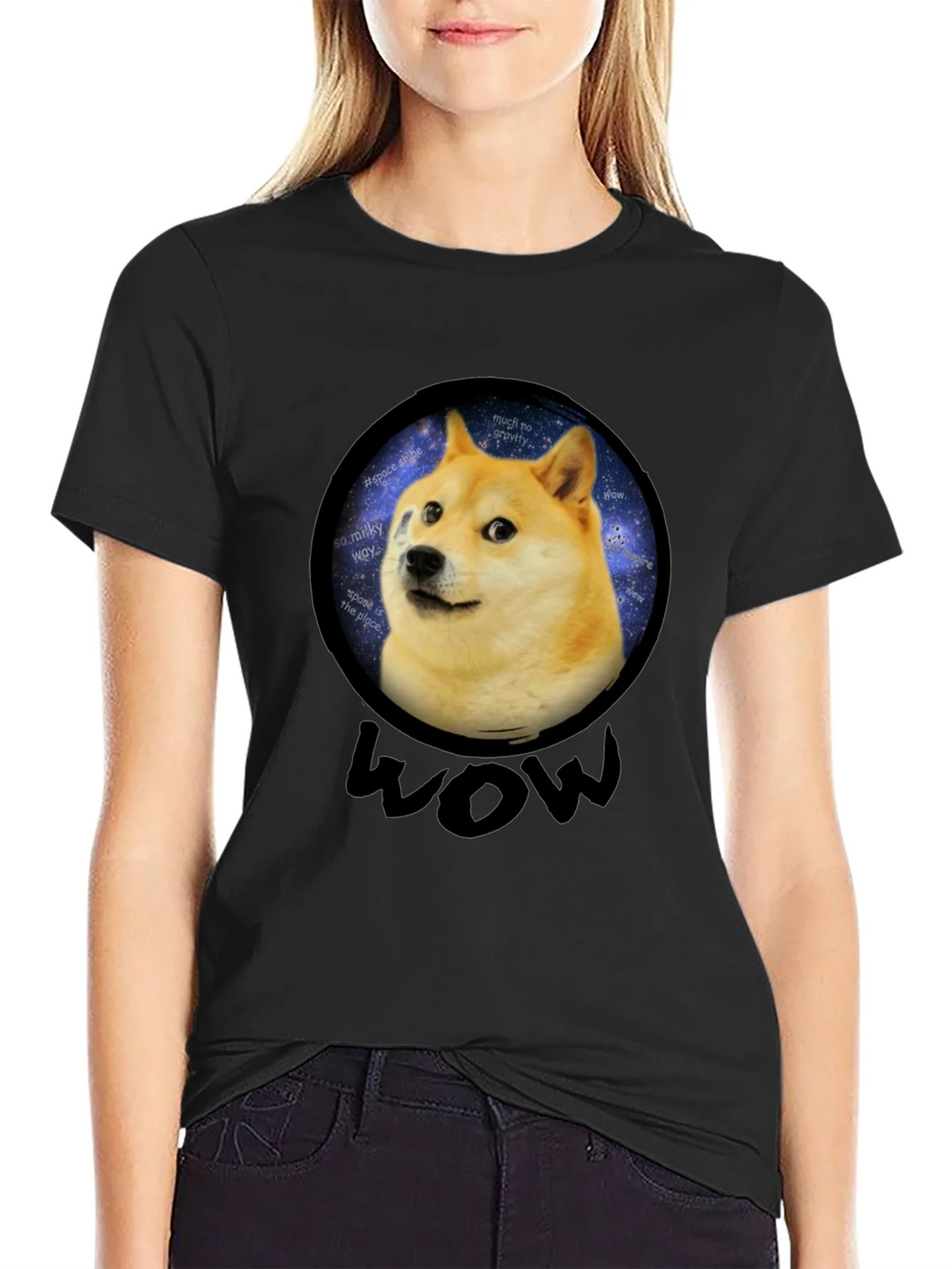 Doge Space Meme Black T-Shirt - Much Wow! product image 5