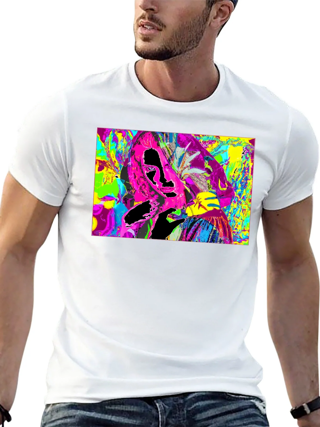 Vivid Abstract Graphic Print Crewneck T-Shirt product image 4